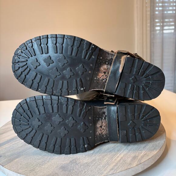 Freebird HAAVN Black Leather Tall Harness Boots Women’s Size 9 Distressed - Picture 12 of 13